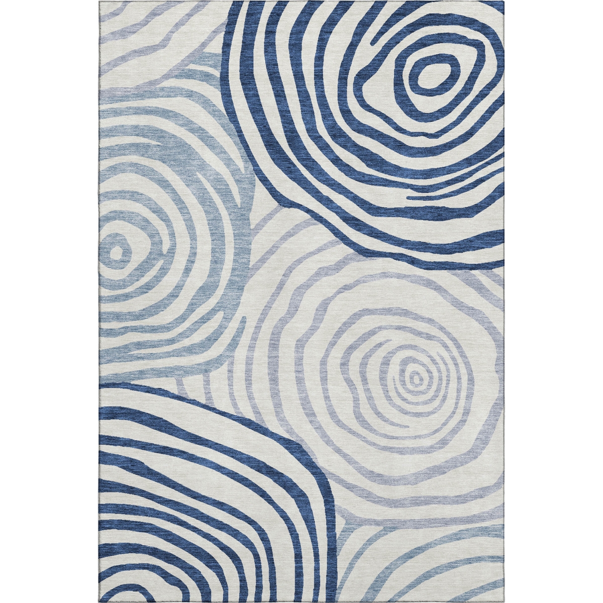 664172 5 x 8 ft. Blue & Ivory Abstract Transitional Washable Machine Made Rectangle Area Rug with UV Protection
