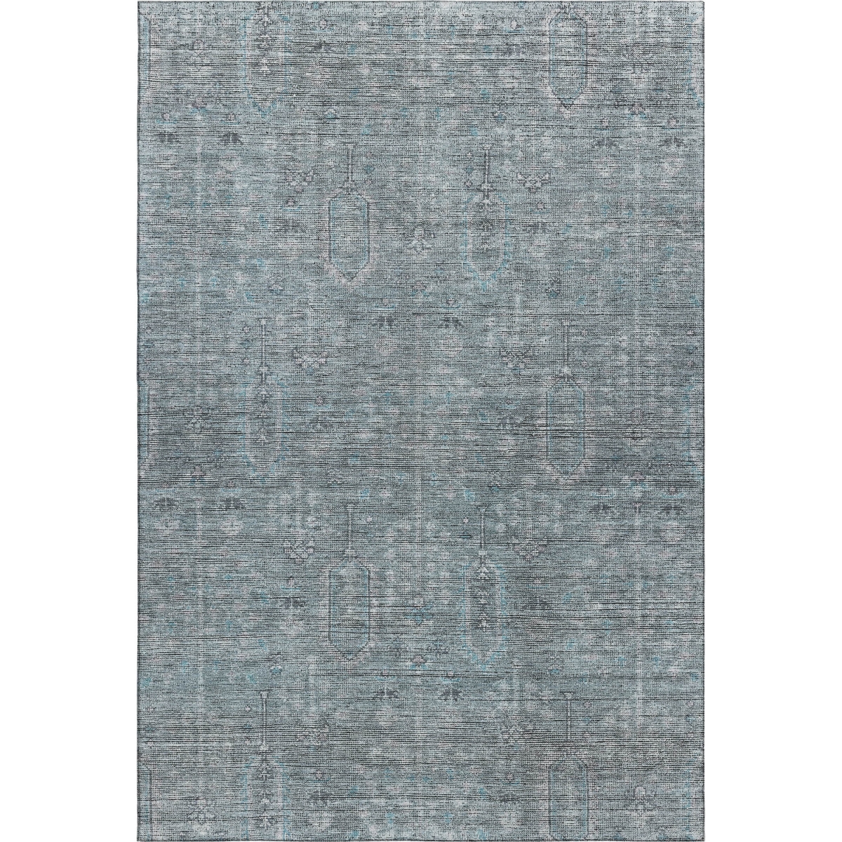 665451 10 x 14 ft. Teal & Gray Southwestern Transitional Washable Machine Made Rectangle Area Rug with UV Protection