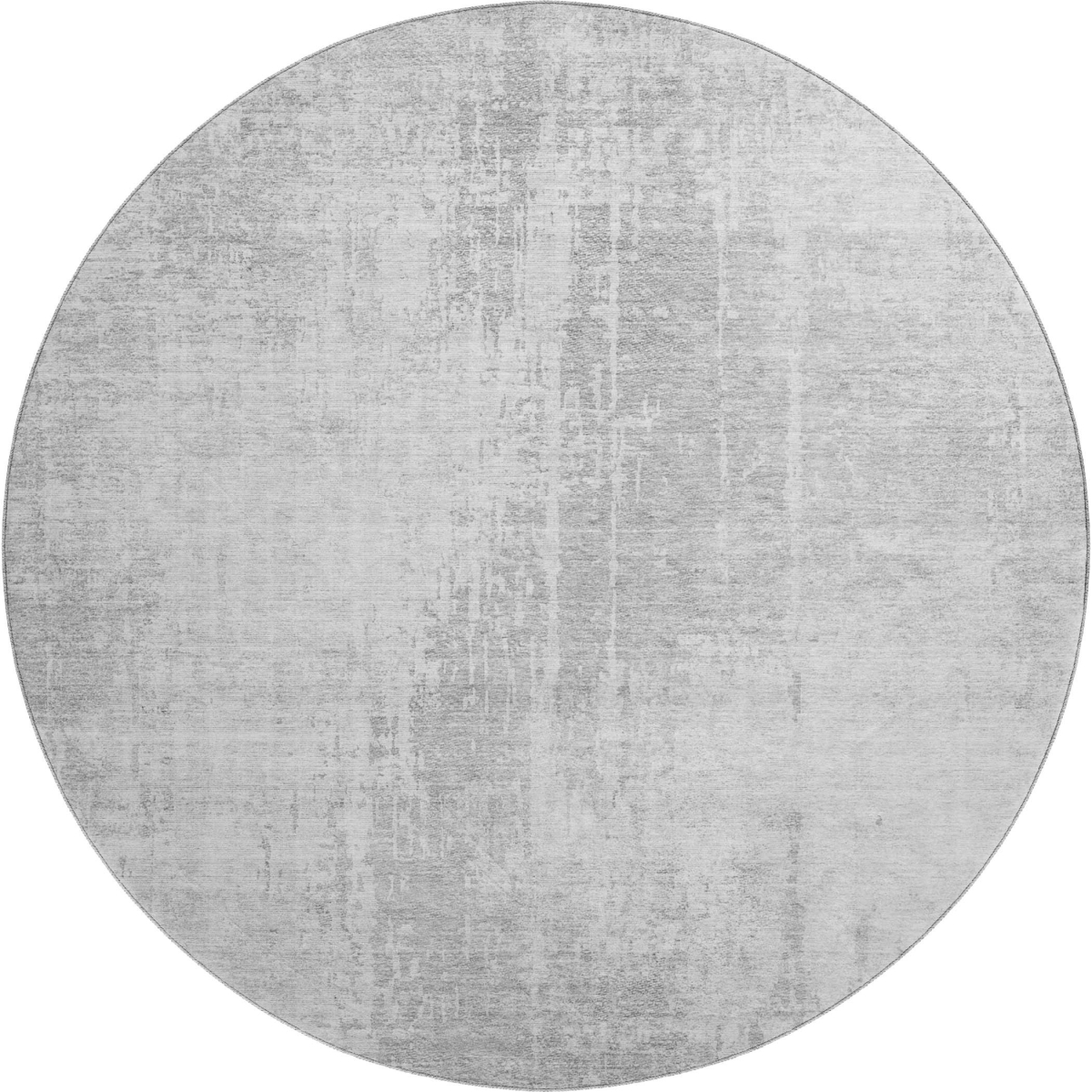 665660 8 ft. Silver & Gray Abstract Transitional Washable Round Area Rug with UV Protection