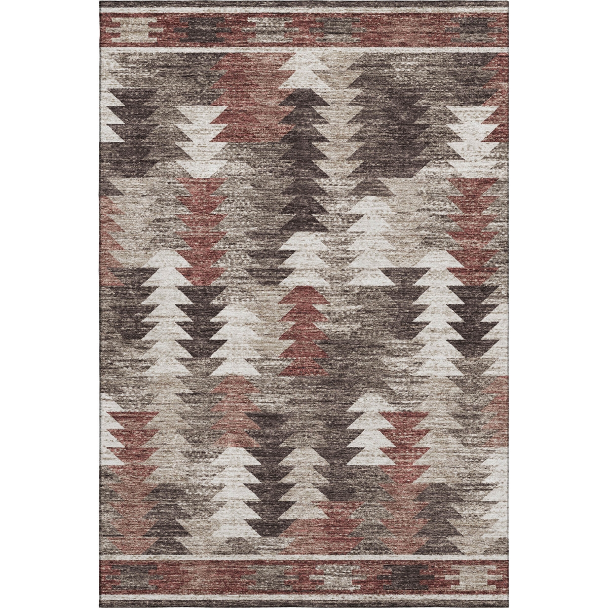 665697 8 x 10 ft. Chocolate Ivory & Rust Southwestern Washable Machine Made Rectangle Area Rug with UV Protection