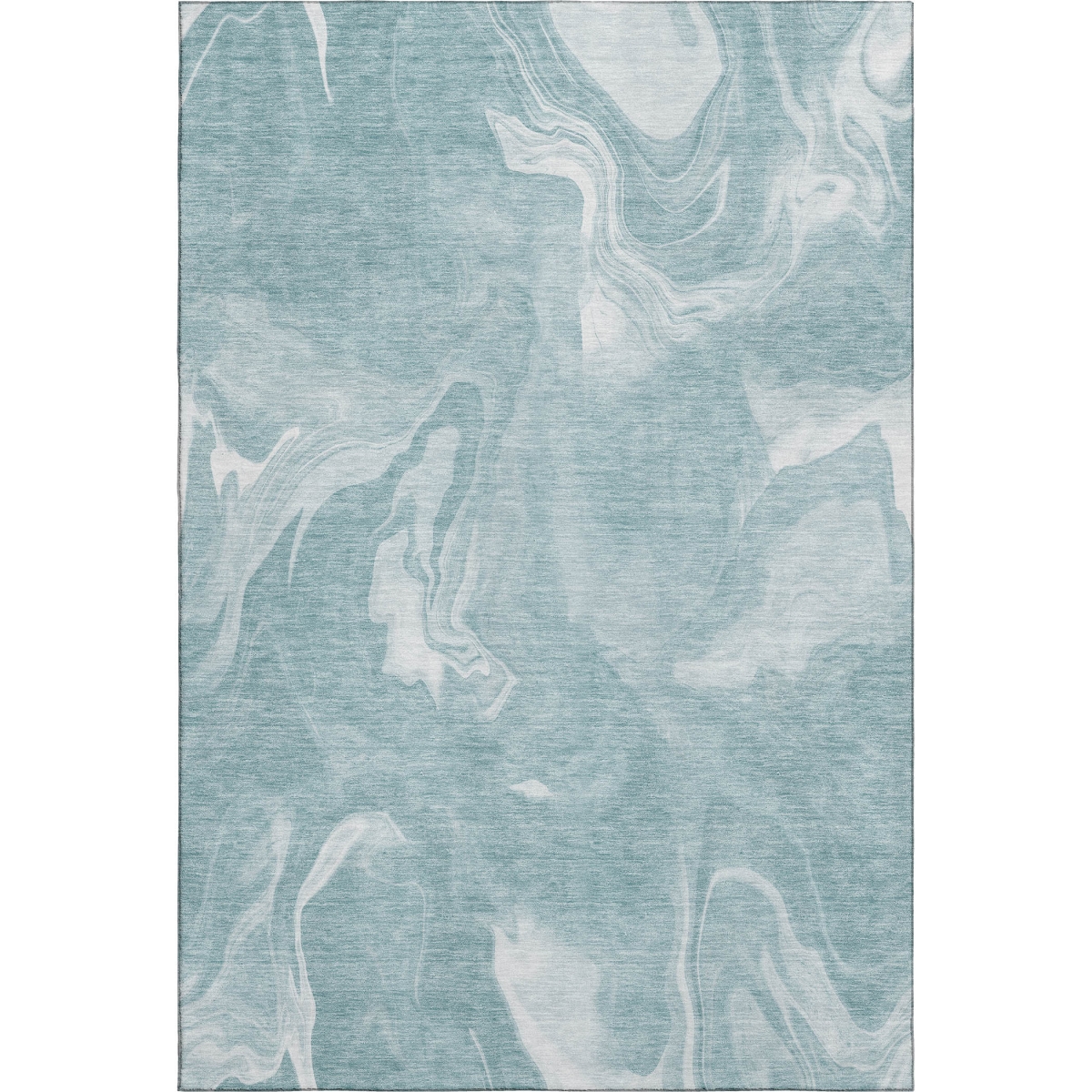 665851 5 x 8 ft. Teal & Ivory Abstract Transitional Washable Machine Made Rectangle Area Rug with UV Protection