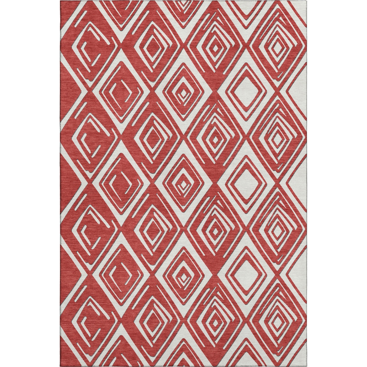 668444 9 x 12 ft. Red & Ivory Geometric Transitional Washable Machine Made Rectangle Area Rug with UV Protection