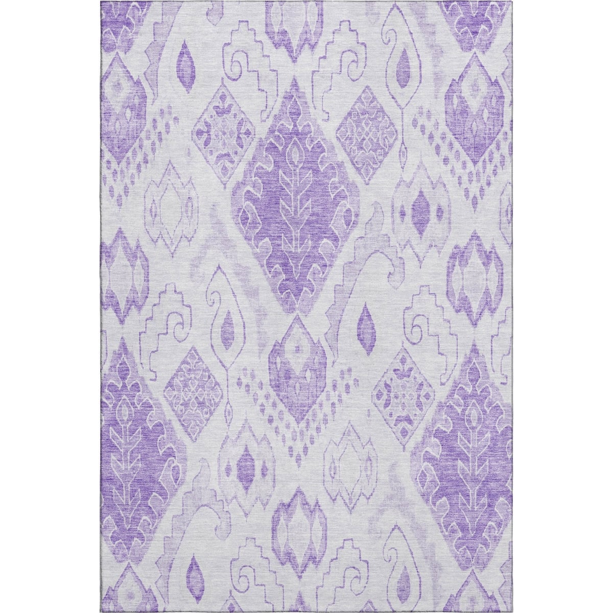 664812 5 x 8 ft. Purple & Ivory Moroccan Washable Machine Made Rectangle Area Rug with UV Protection