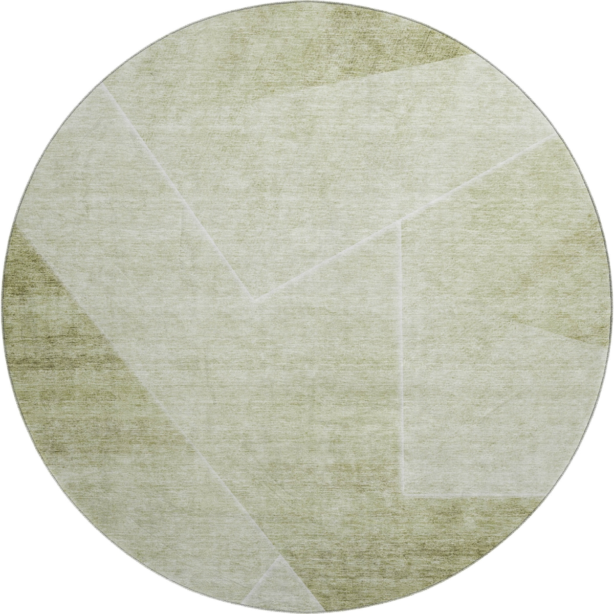 664963 8 ft. Sage & Ivory Geometric Transitional Washable Round Area Rug with UV Protection