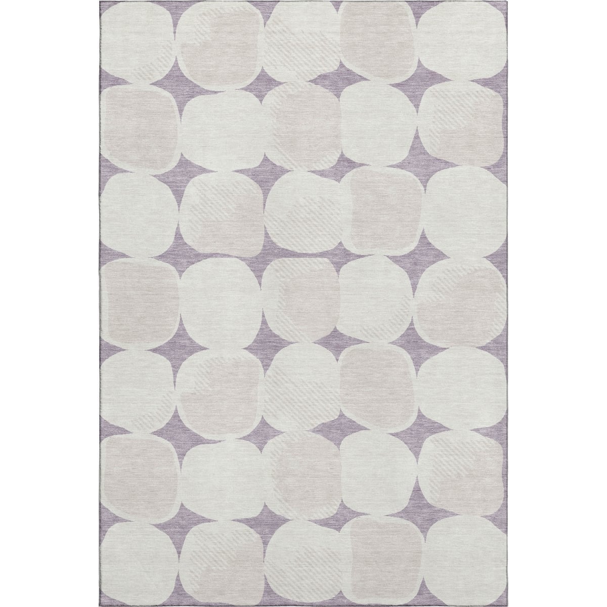 669206 5 x 8 ft. Lavender & Ivory Abstract Geometric Transitional Washable Machine Made Rectangle Area Rug with UV Protection