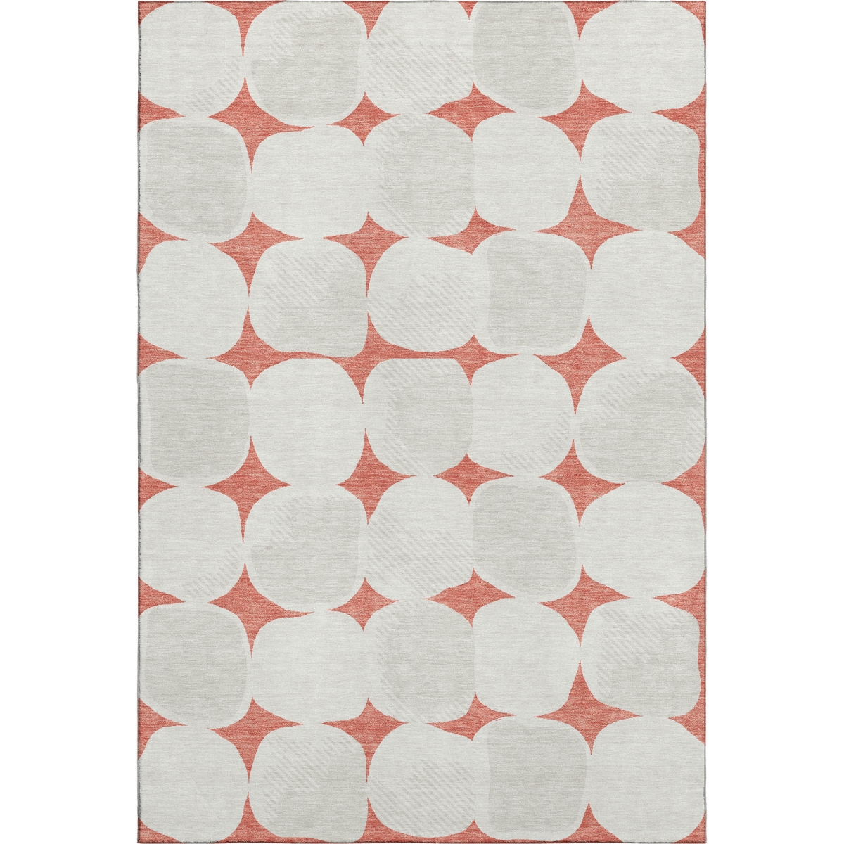 669233 9 x 12 ft. Salmon & Ivory Abstract Geometric Transitional Washable Machine Made Rectangle Area Rug with UV Protection