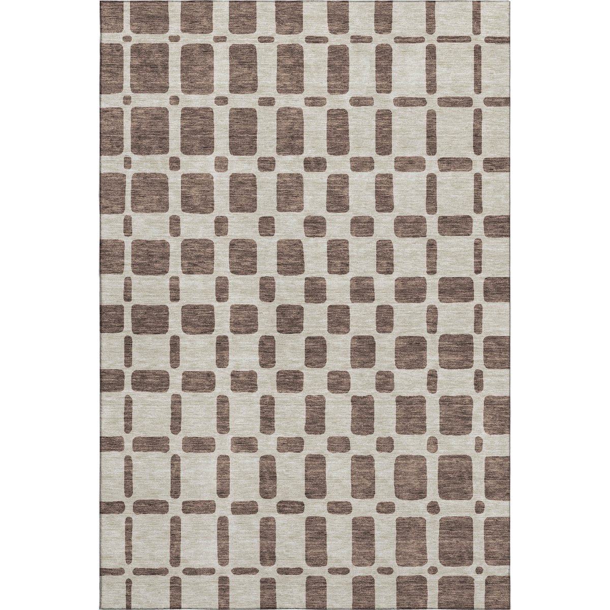 669269 9 x 12 ft. Brown & Ivory Geometric Transitional Washable Machine Made Rectangle Area Rug with UV Protection