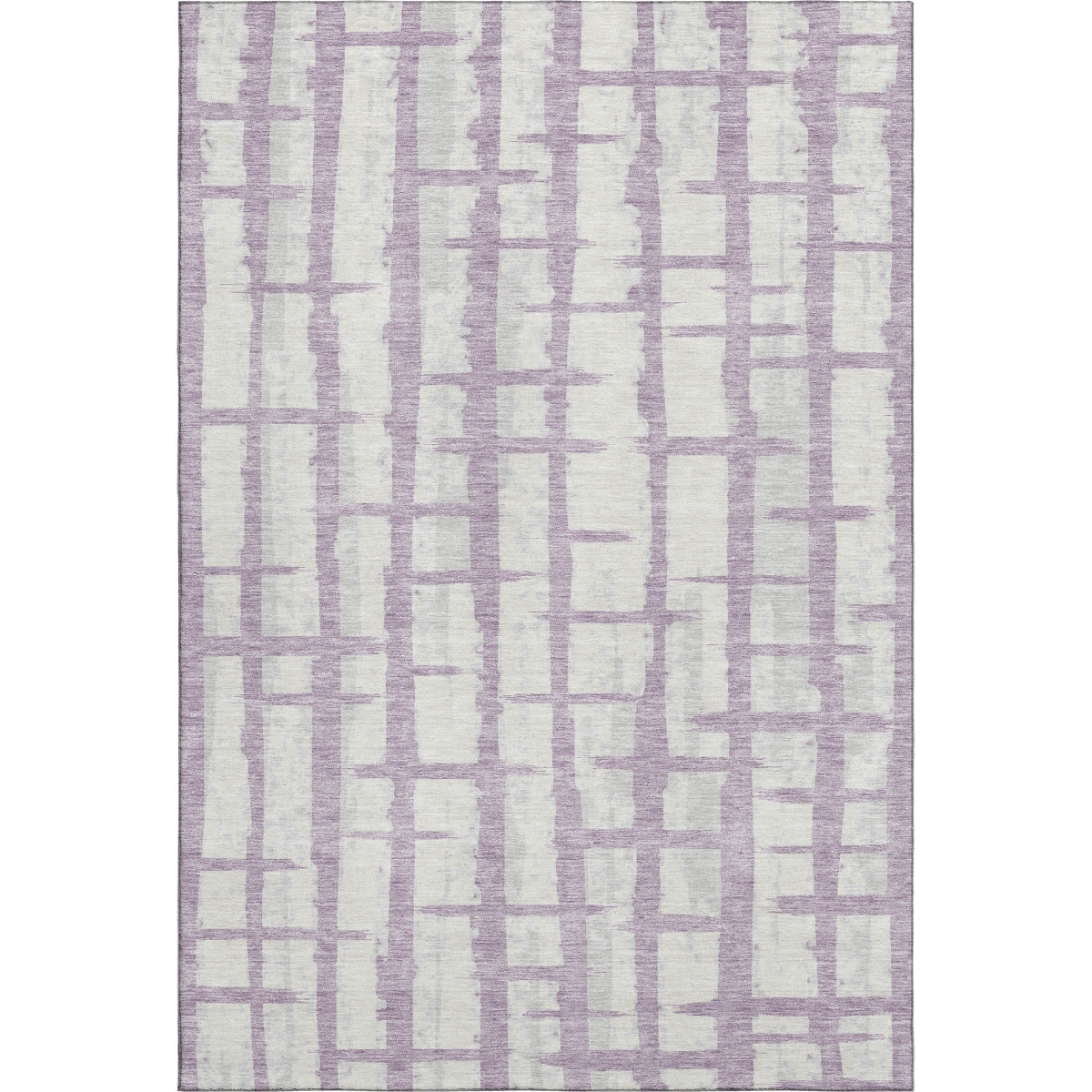 669384 10 x 14 ft. Lavender & Beige Striped Washable Machine Made Rectangle Area Rug with UV Protection