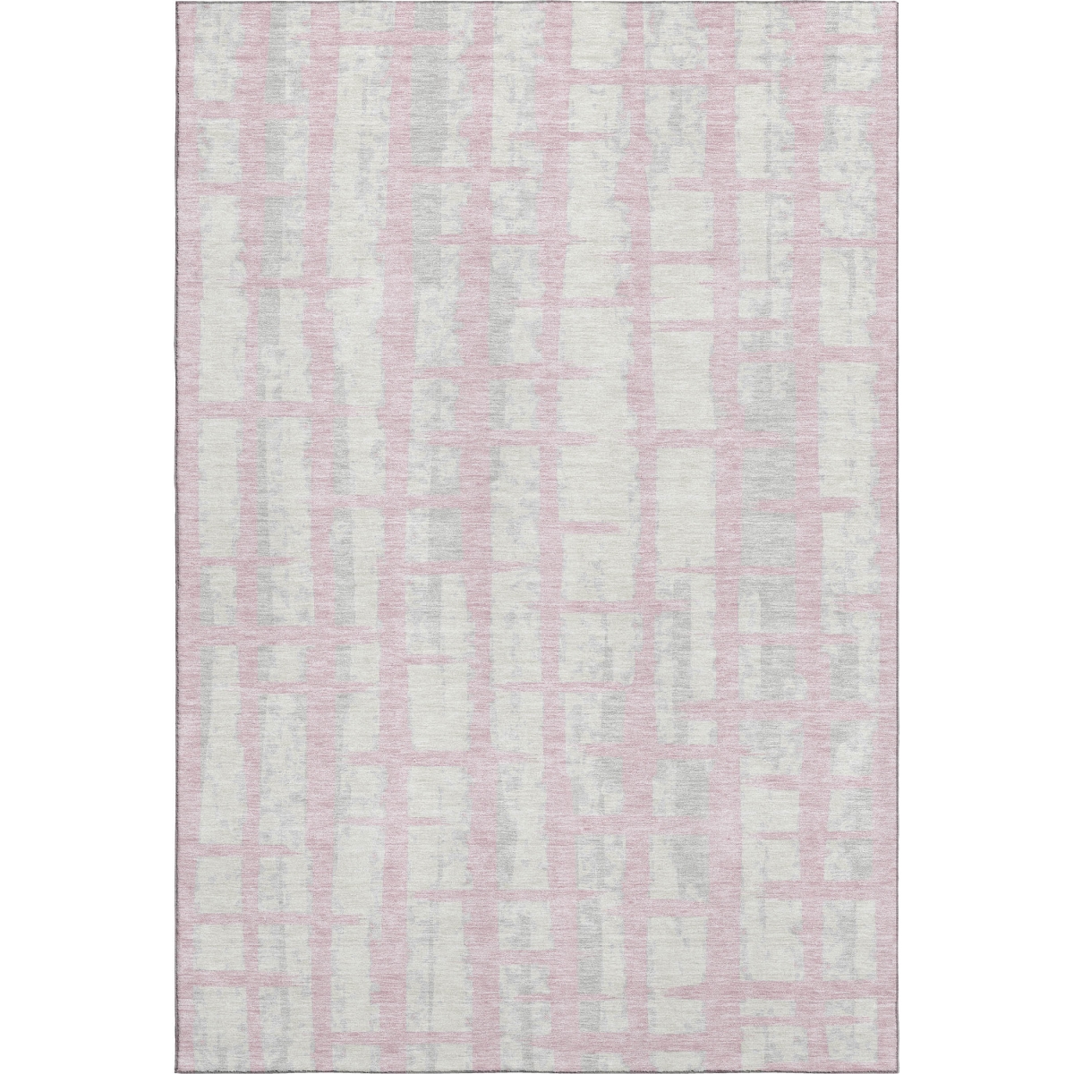 669394 8 x 10 ft. Pink & Beige Striped Transitional Washable Machine Made Rectangle Area Rug with UV Protection