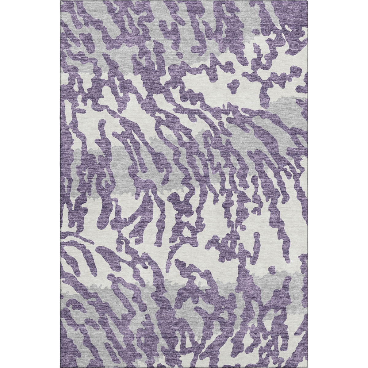 669472 8 x 10 ft. Purple & Ivory Animal Print Washable Machine Made Rectangle Area Rug with UV Protection
