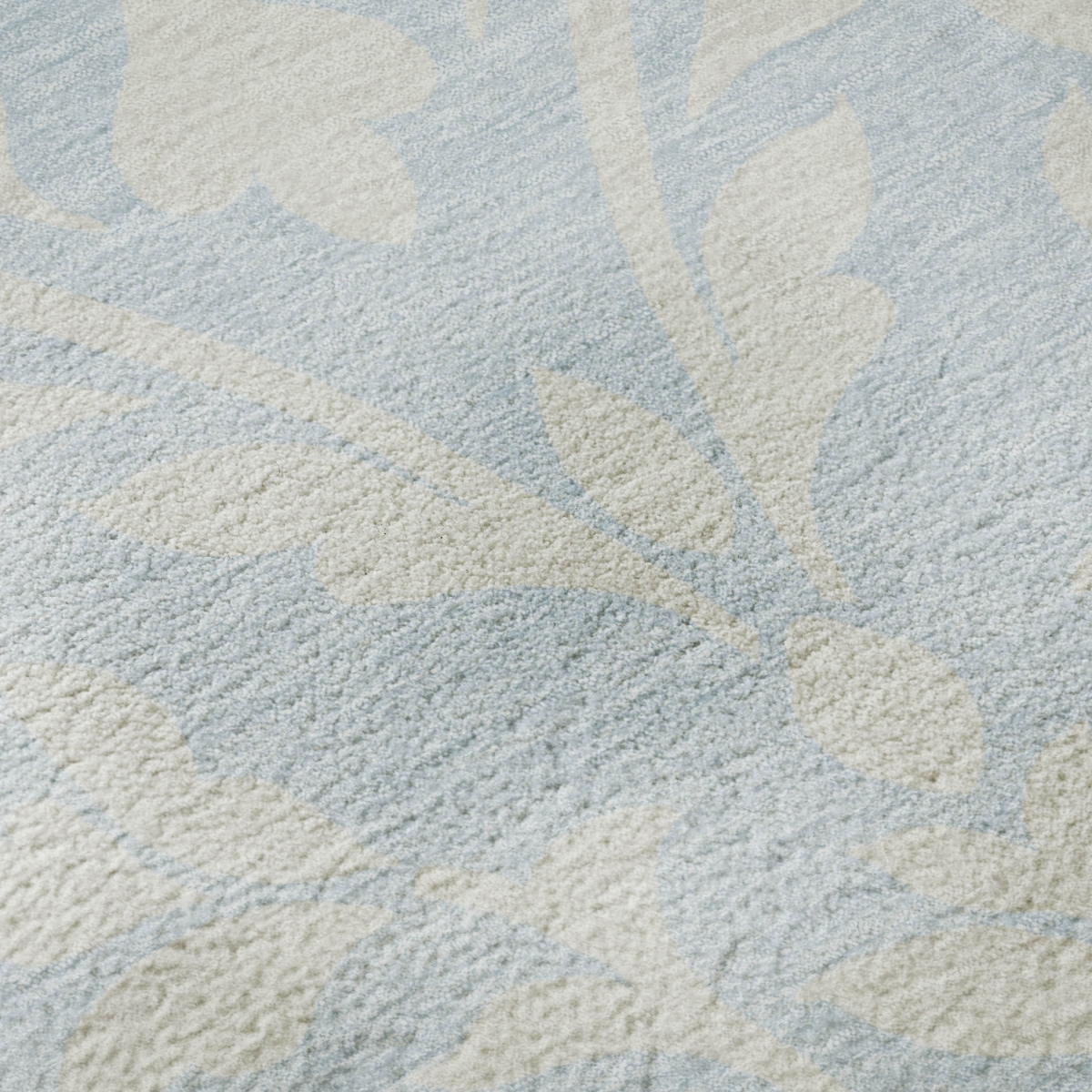 669650 5 x 8 ft. Sky Blue & Ivory Floral Transitional Washable Machine Made Rectangle Area Rug with UV Protection