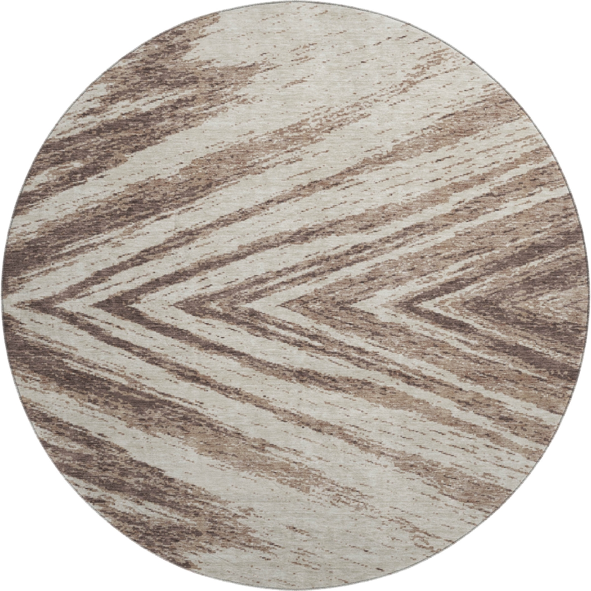 669693 8 ft. Brown & Beige Abstract Transitional Washable Round Area Rug with UV Protection