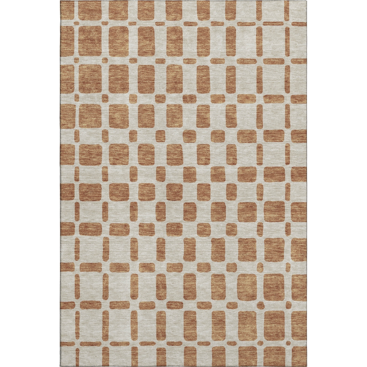 669328 8 x 10 ft. Terra Cotta & Beige Geometric Transitional Washable Machine Made Rectangle Area Rug with UV Protection