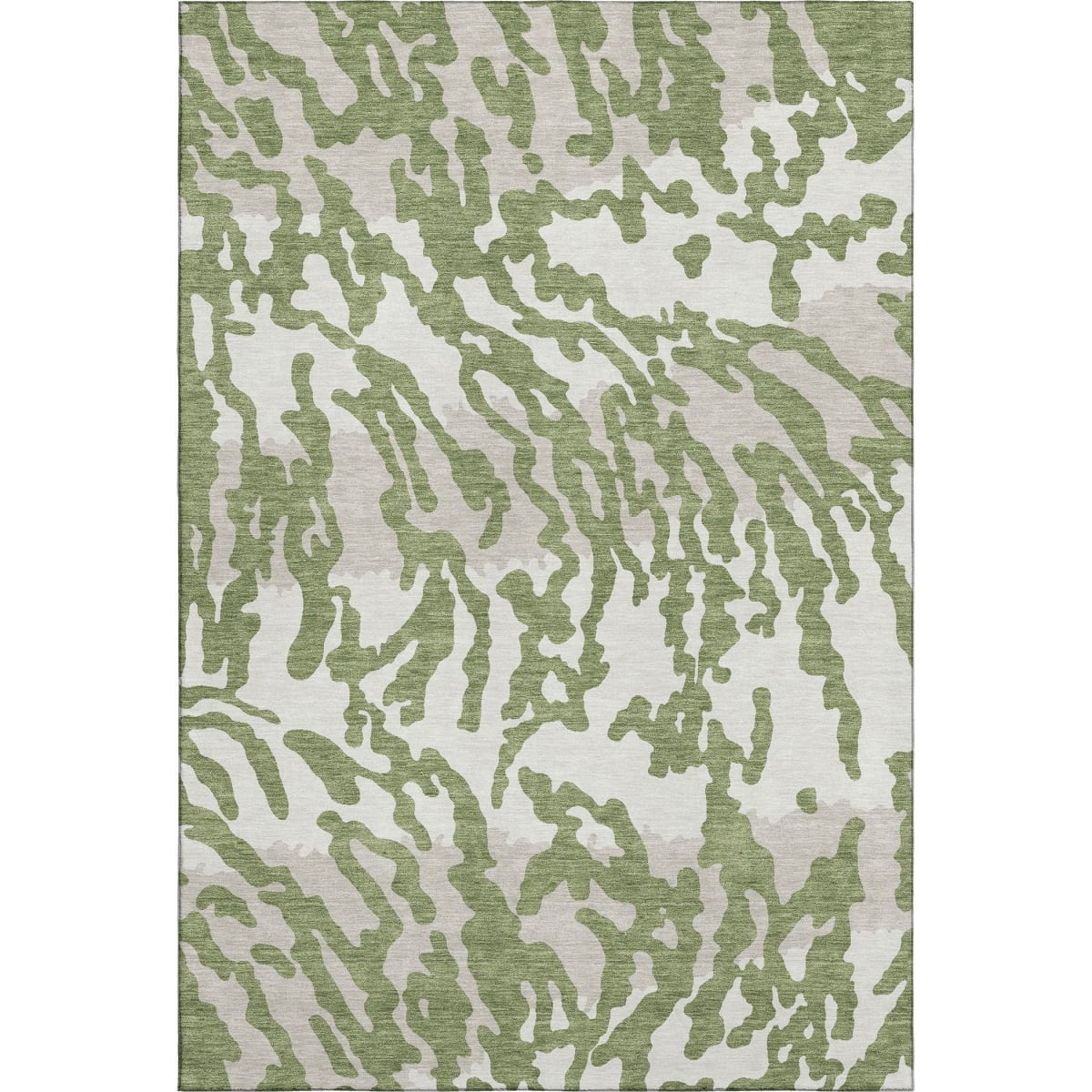 669449 9 x 12 ft. Green & Ivory Animal Print Washable Machine Made Rectangle Area Rug with UV Protection