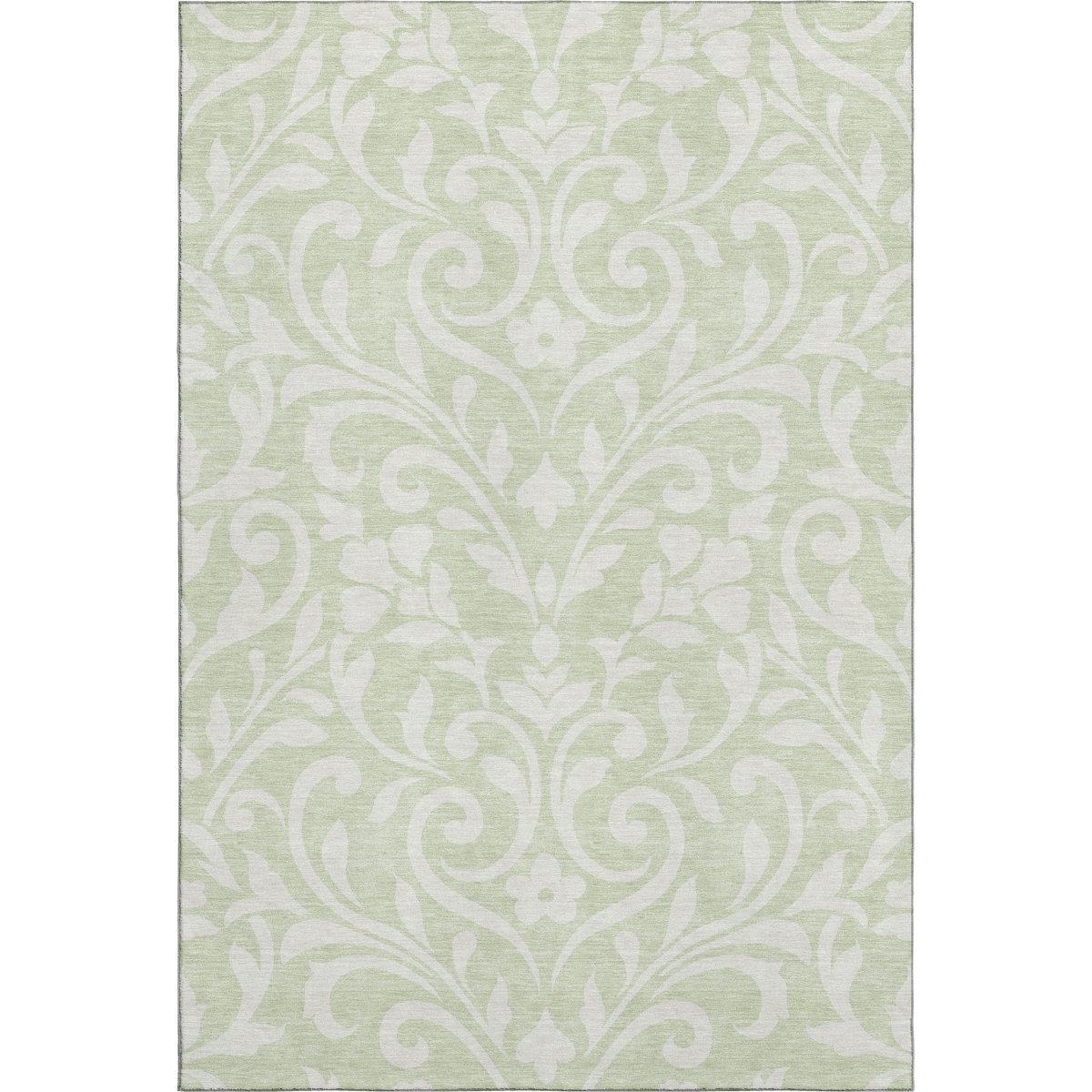 669581 9 x 12 ft. Artichoke Green & Ivory Floral Transitional Washable Machine Made Rectangle Area Rug with UV Protection