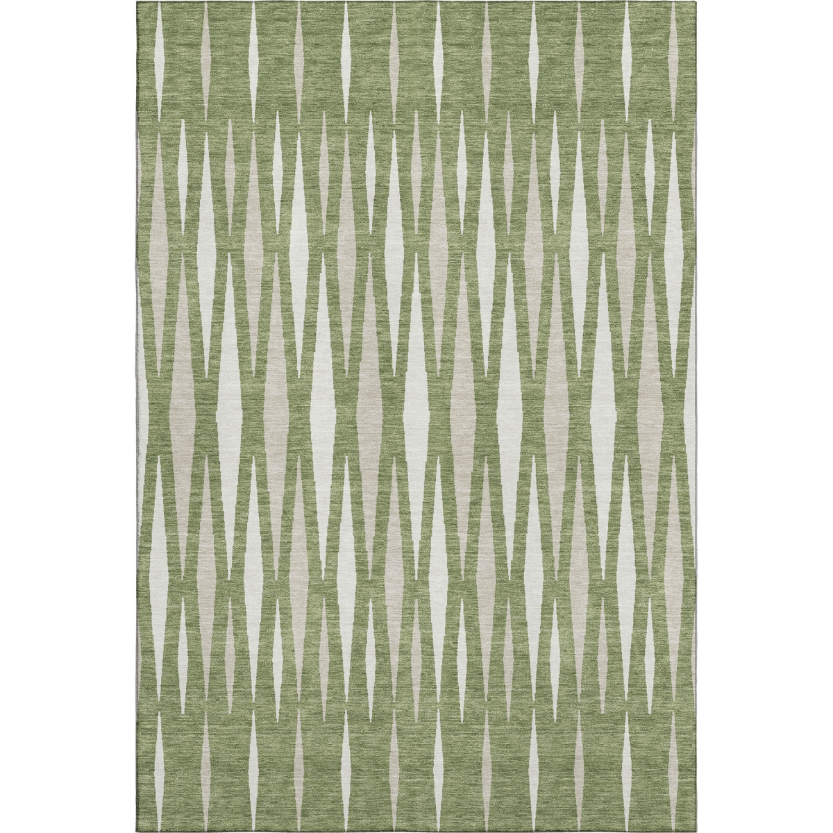 670055 8 x 10 ft. Green & Ivory Geometric Transitional Washable Machine Made Rectangle Area Rug with UV Protection