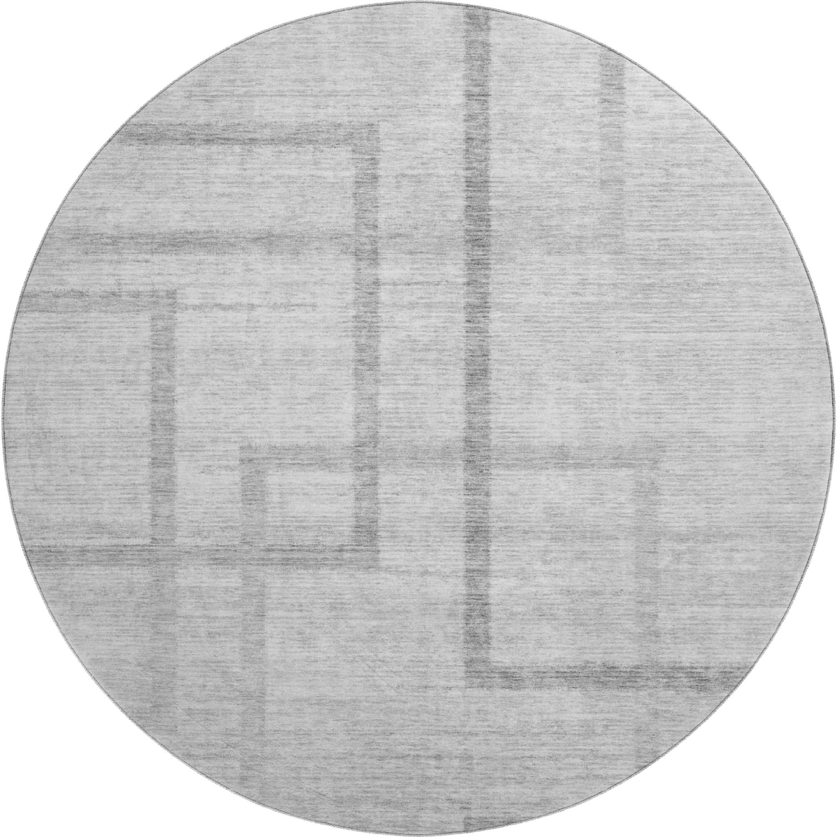 666750 8 ft. Gray & Silver Geometric Transitional Washable Round Area Rug with UV Protection