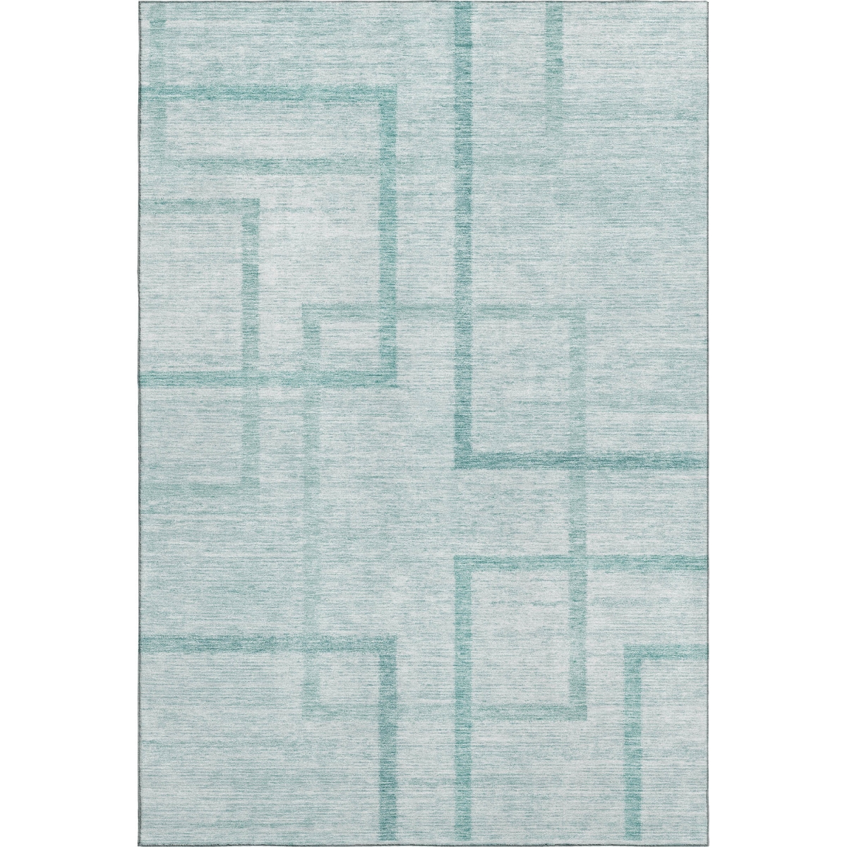 666761 5 x 8 ft. Teal & Ivory Geometric Transitional Washable Machine Made Rectangle Area Rug with UV Protection