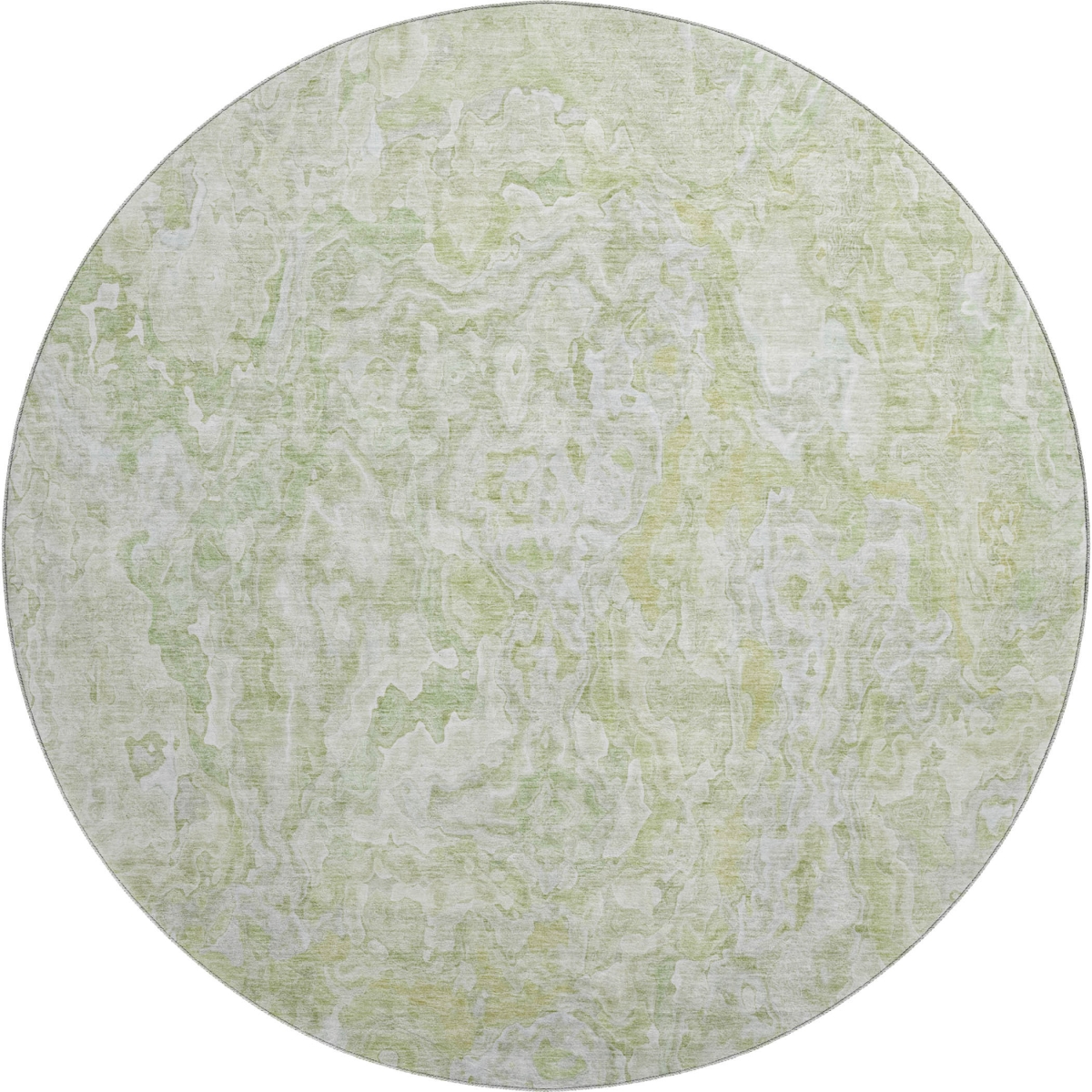 666810 8 ft. Green & Ivory Abstract Transitional Washable Round Area Rug with UV Protection