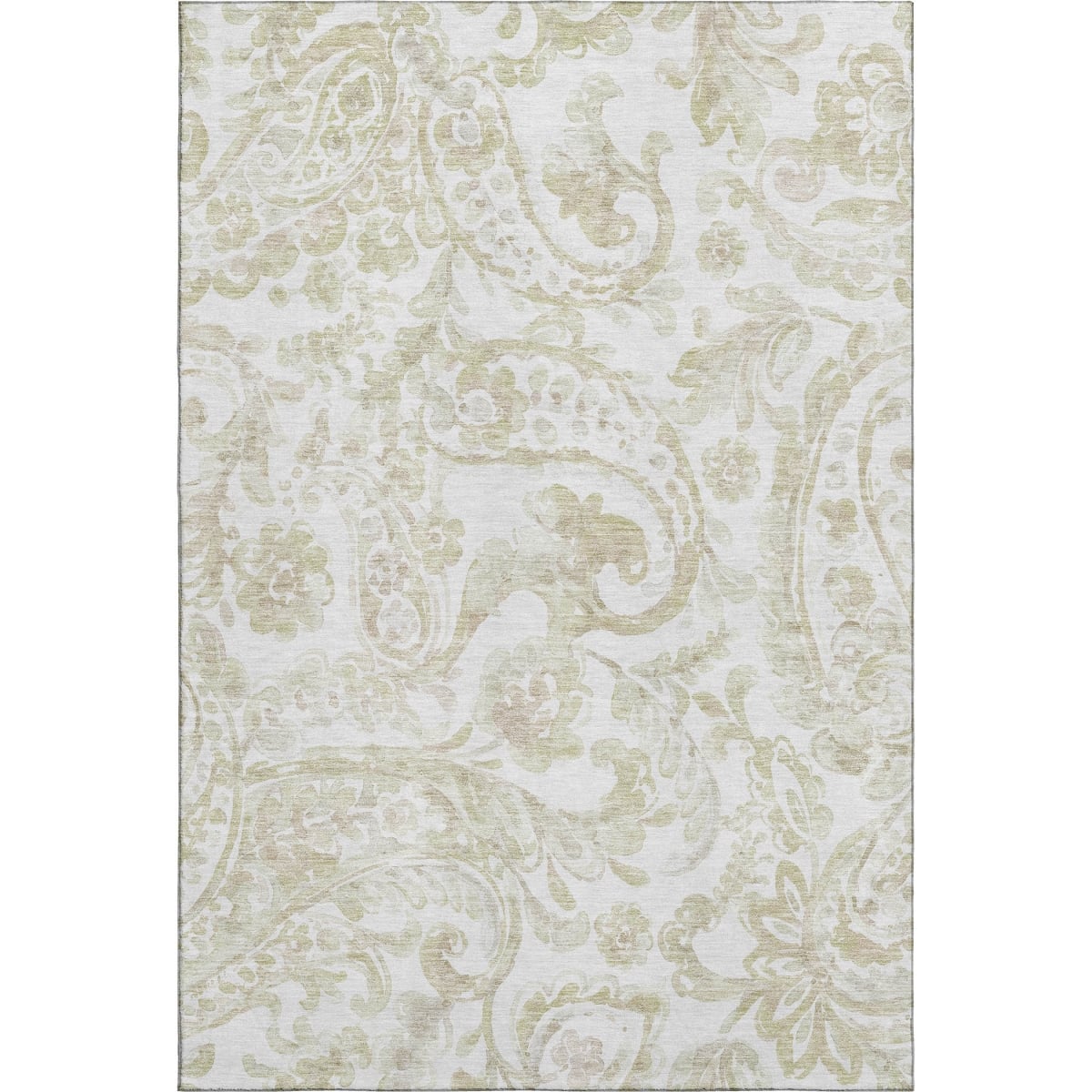 666972 8 x 10 ft. Beige & Ivory Paisley Washable Machine Made Rectangle Area Rug with UV Protection