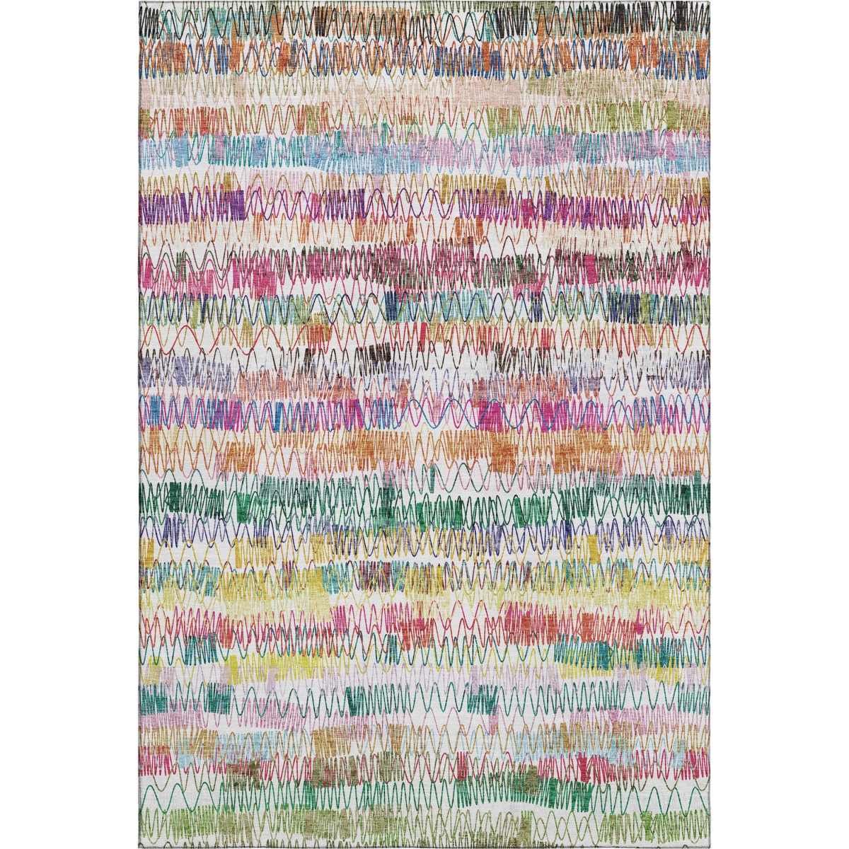 667568 9 x 12 ft. Green Purple & Orange Striped Washable Machine Made Rectangle Area Rug with UV Protection