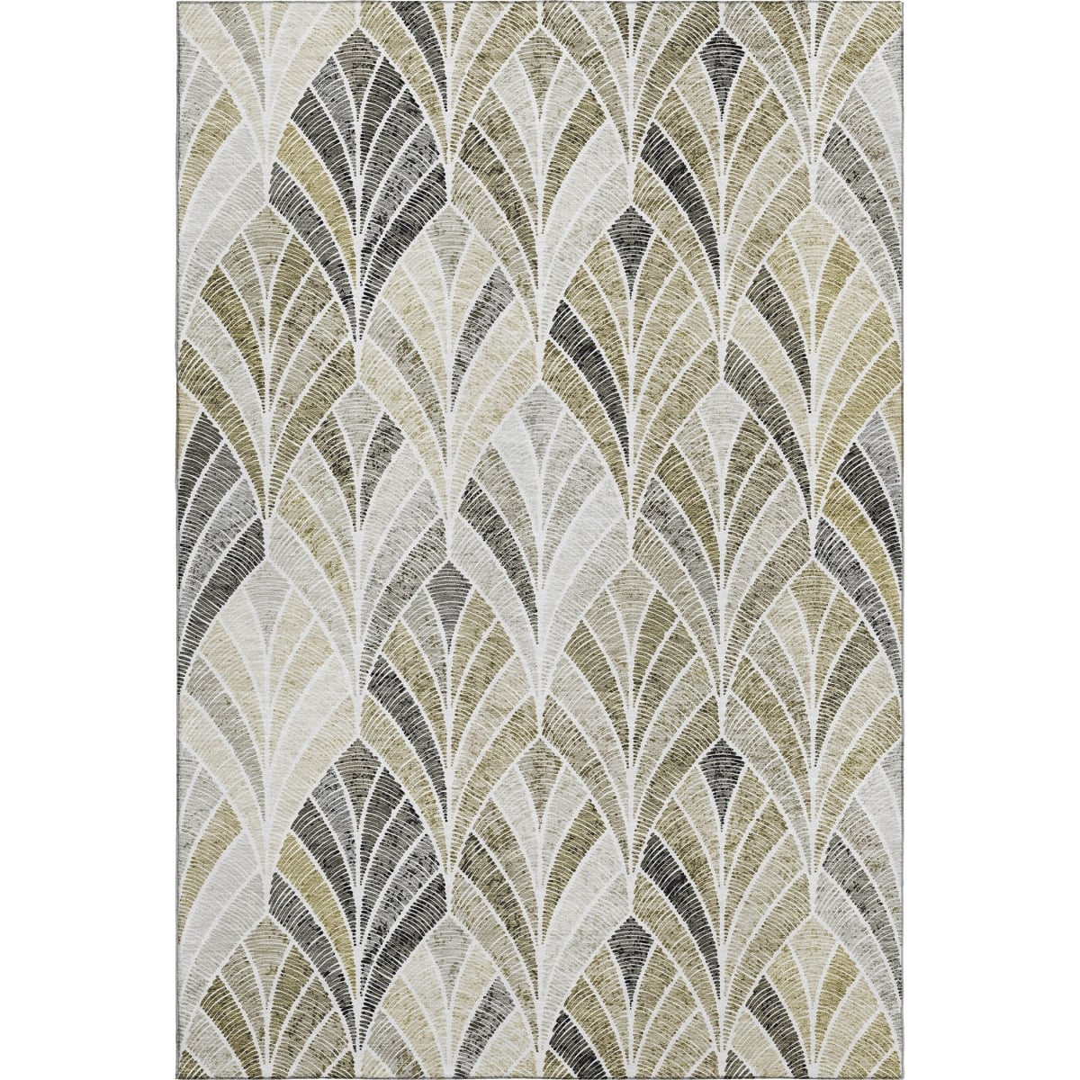 667625 5 x 8 ft. Taupe & Ivory Geometric Transitional Washable Machine Made Rectangle Area Rug with UV Protection