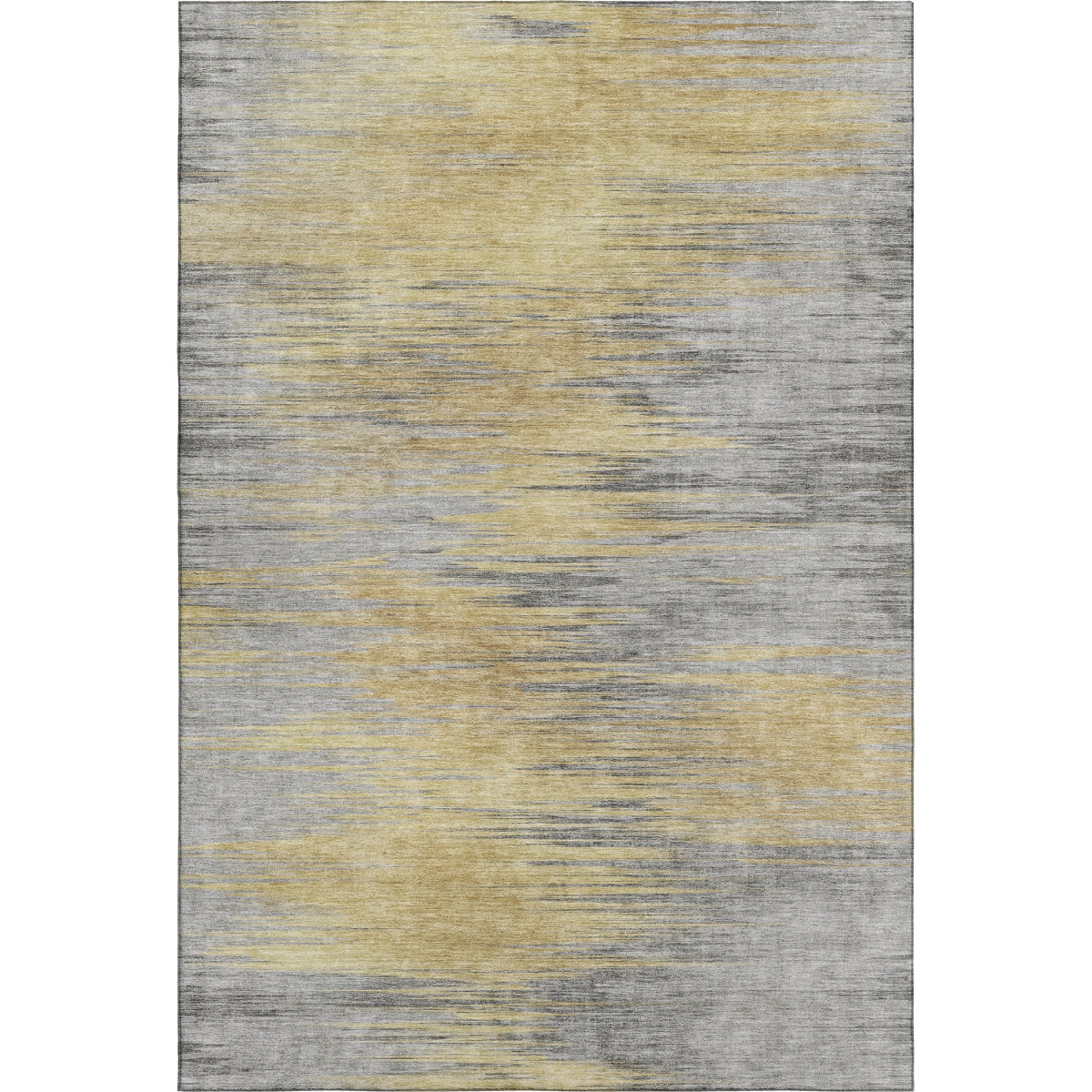 665524 9 x 12 ft. Gold & Gray Abstract Transitional Washable Machine Made Rectangle Area Rug with UV Protection
