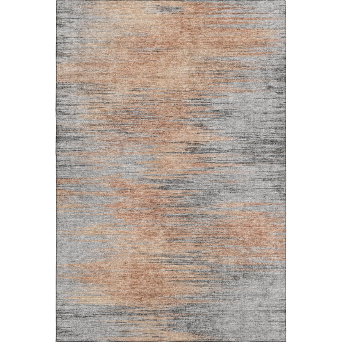 665533 5 x 8 ft. Salmon & Gray Abstract Washable Machine Made Rectangle Area Rug with UV Protection
