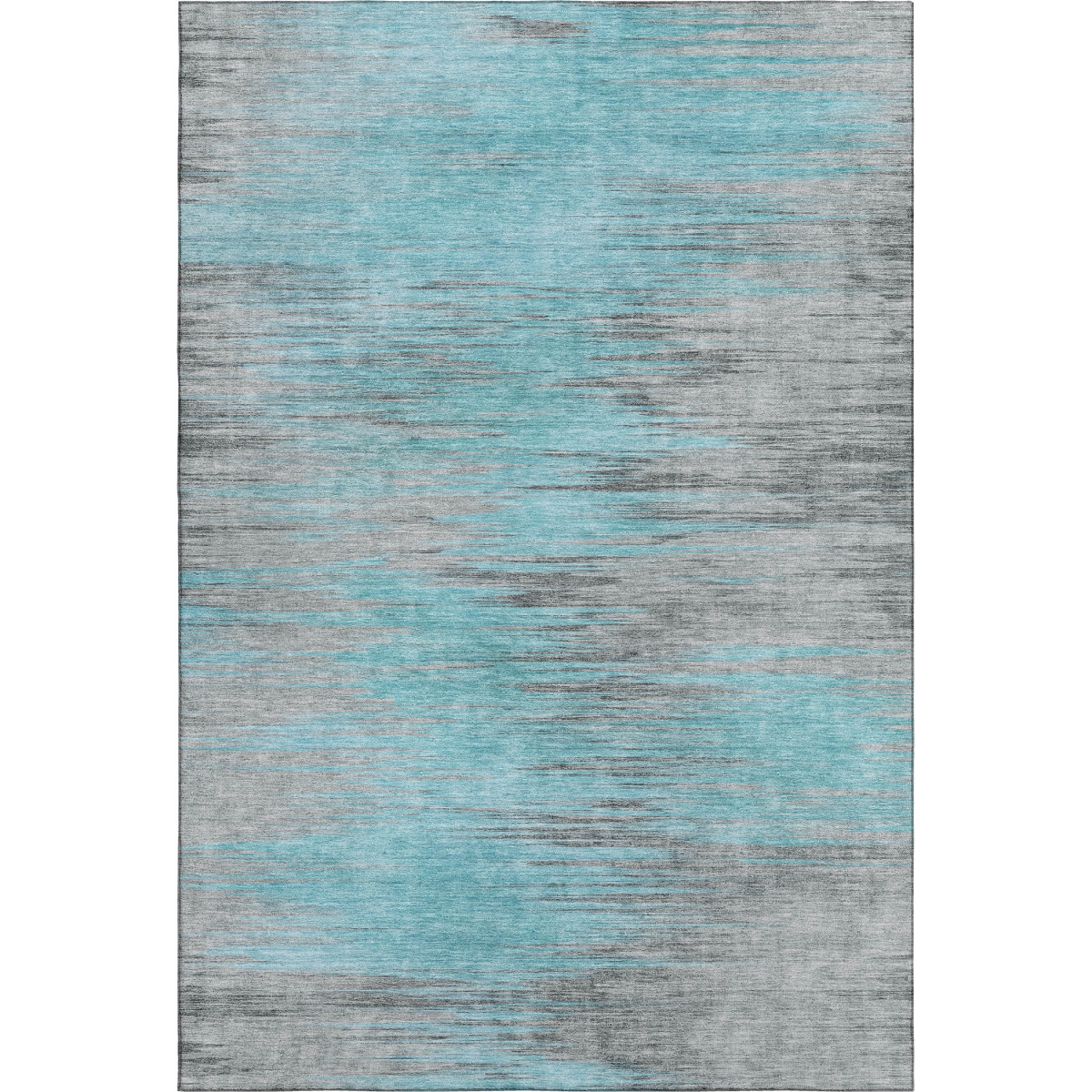 665543 10 x 14 ft. Teal & Gray Abstract Transitional Washable Machine Made Rectangle Area Rug with UV Protection
