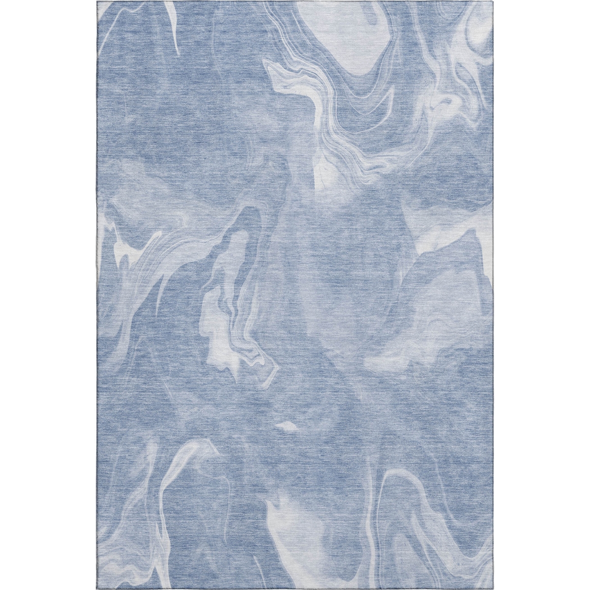 665821 5 x 8 ft. Blue & Ivory Abstract Transitional Washable Machine Made Rectangle Area Rug with UV Protection