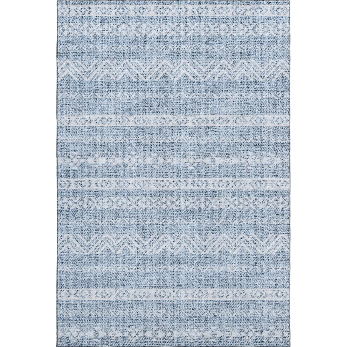665869 5 x 8 ft. Blue & Ivory Southwestern Transitional Washable Machine Made Rectangle Area Rug with UV Protection