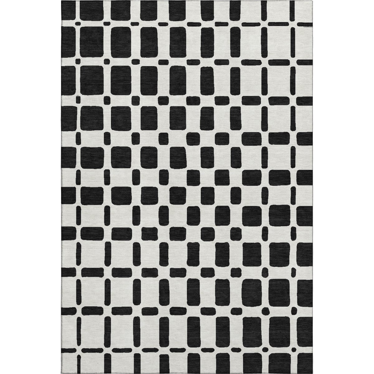 669258 10 x 14 ft. Black & Ivory Geometric Transitional Washable Machine Made Rectangle Area Rug with UV Protection