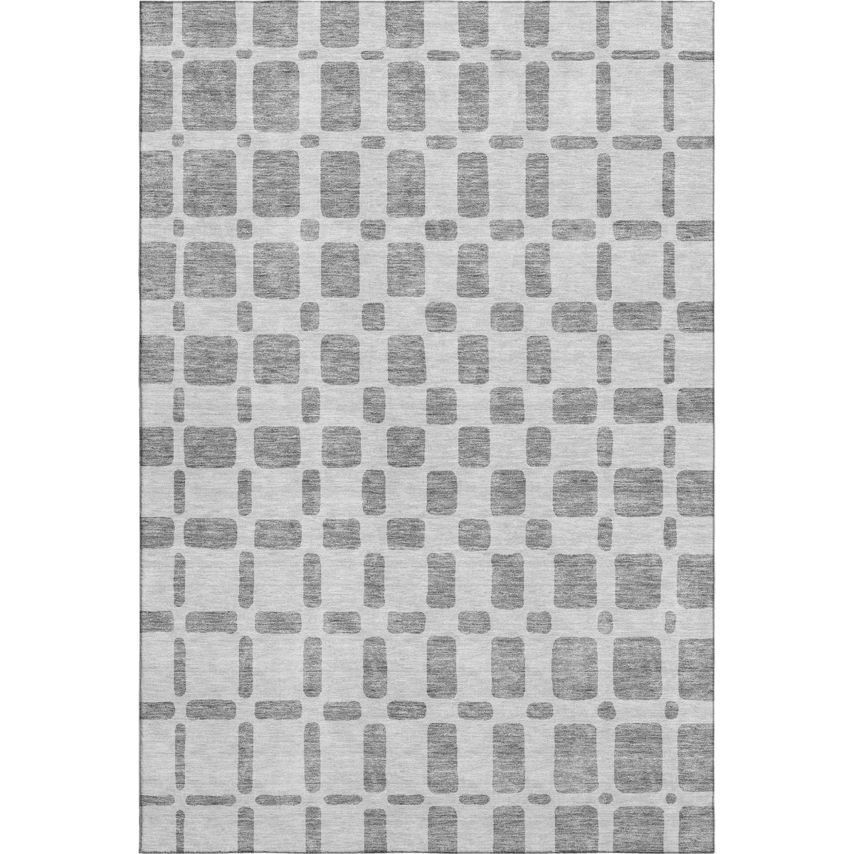 669275 9 x 12 ft. Gray & Ivory Geometric Transitional Washable Machine Made Rectangle Area Rug with UV Protection