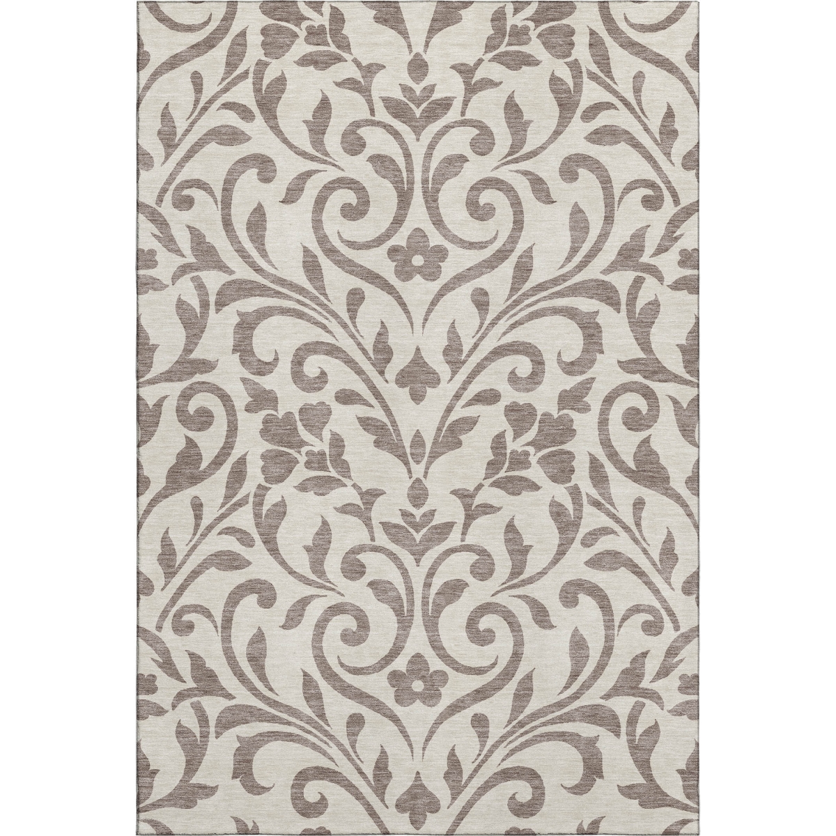 669656 5 x 8 ft. Taupe & Beige Floral Transitional Washable Machine Made Rectangle Area Rug with UV Protection