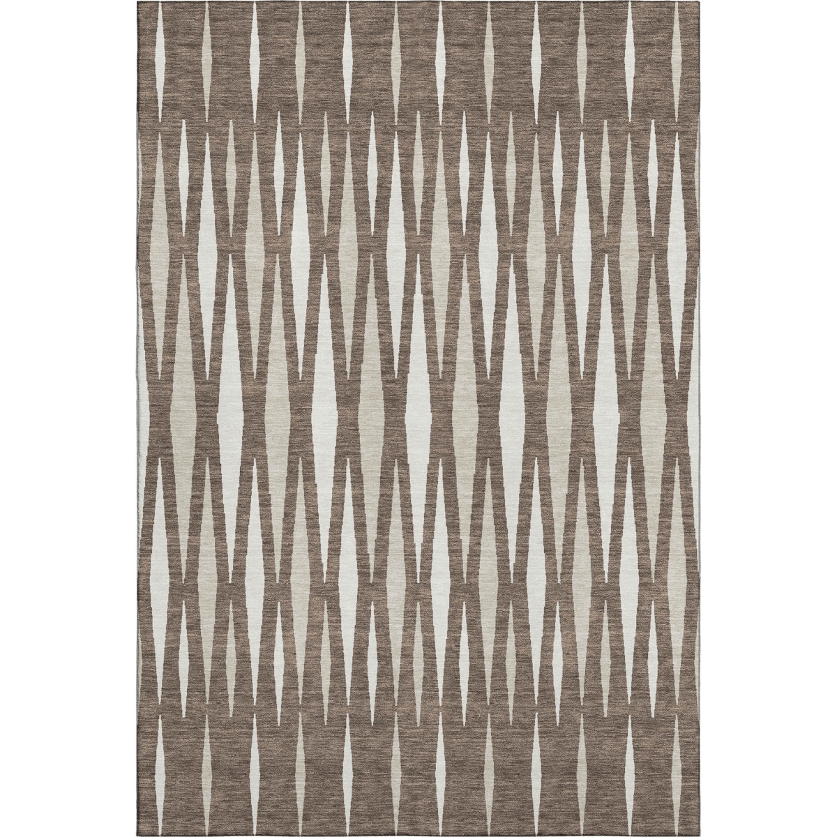 670038 9 x 12 ft. Brown & Ivory Geometric Transitional Washable Machine Made Rectangle Area Rug with UV Protection