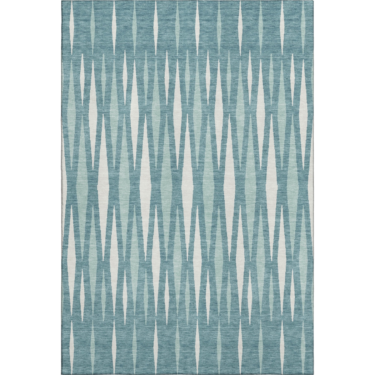 670083 5 x 8 ft. Teal & Ivory Geometric Transitional Washable Machine Made Rectangle Area Rug with UV Protection