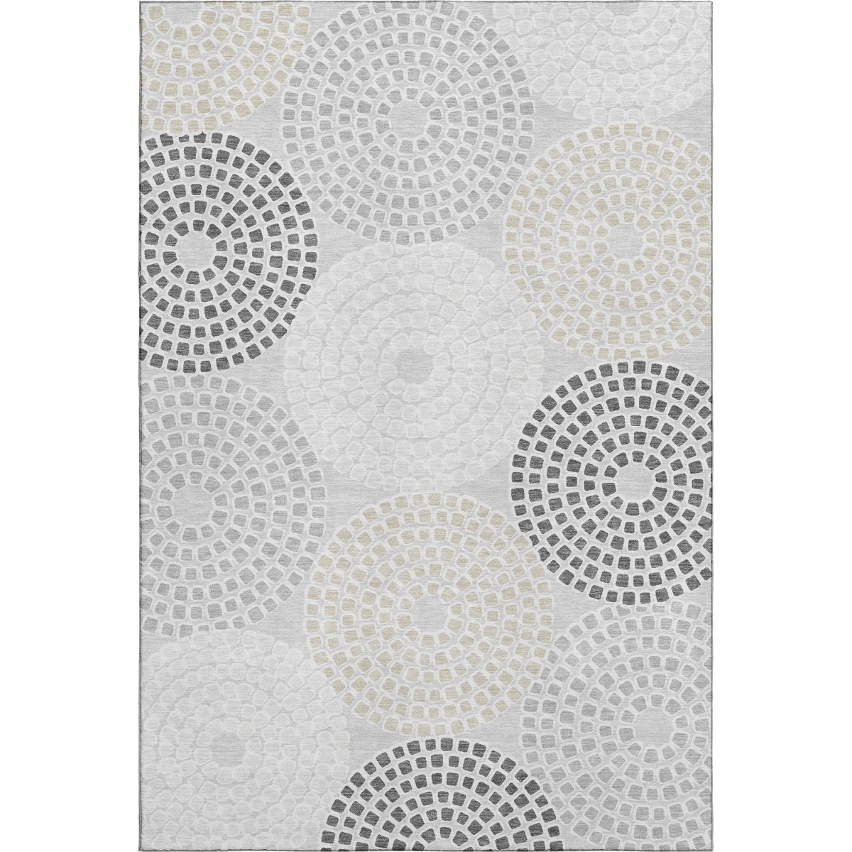 670113 5 x 8 ft. Gray Charcoal & Silver Geometric Washable Machine Made Rectangle Area Rug with UV Protection