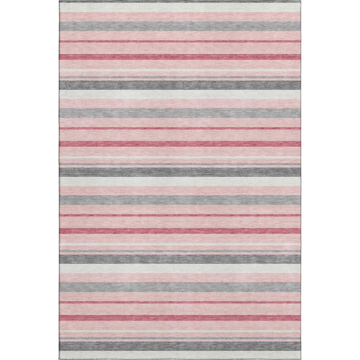 669925 10 x 14 ft. Pink, Ivory & Gray Striped Transitional Washable Machine Made Rectangle Area Rug with UV Protection
