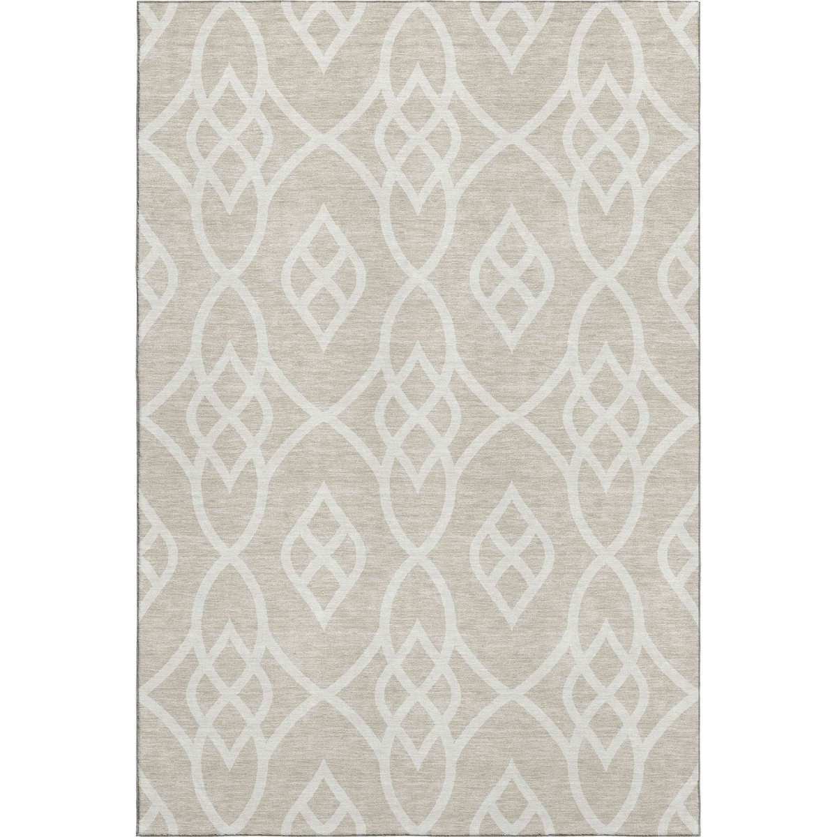 670243 10 x 14 ft. Beige & Ivory Trellis Washable Machine Made Rectangle Area Rug with UV Protection