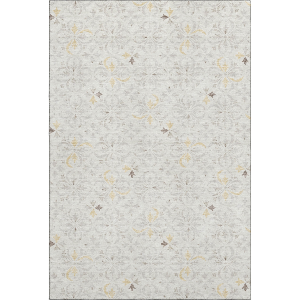 673945 10 x 14 ft. Ivory & Beige Floral Transitional Washable Machine Made Rectangle Area Rug with UV Protection