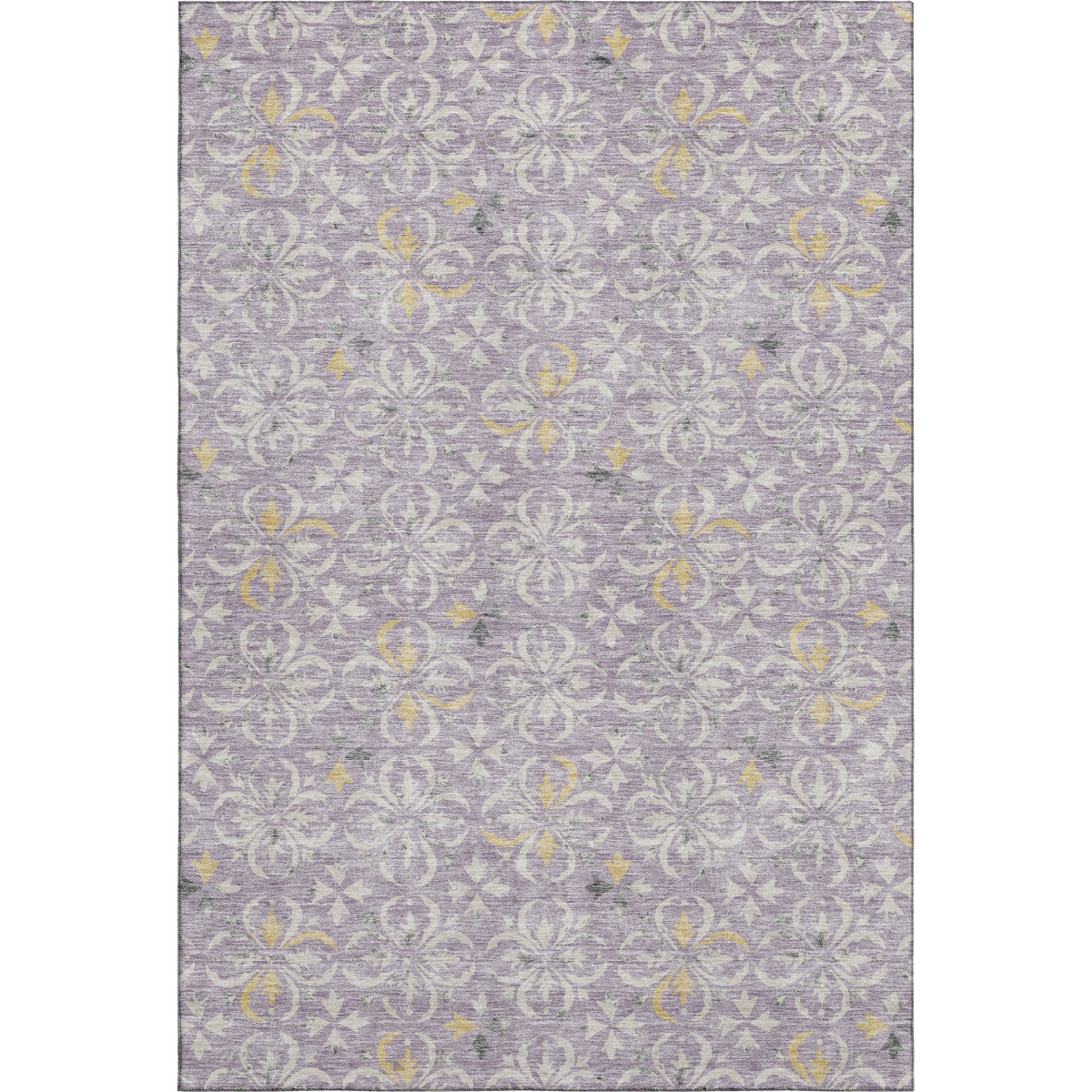673951 10 x 14 ft. Lavender & Ivory Floral Transitional Washable Machine Made Rectangle Area Rug with UV Protection