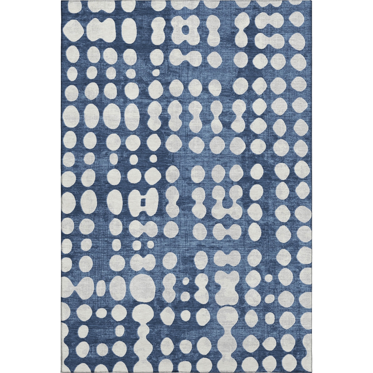 669130 8 x 10 ft. Navy Blue & Ivory Polka Dot Transitional Washable Machine Made Rectangle Area Rug with UV Protection