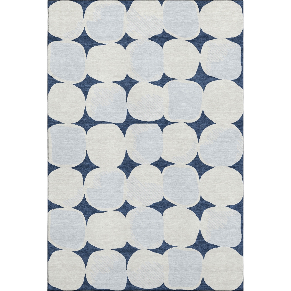 669216 10 x 14 ft. Navy Blue & Ivory Abstract Geometric Transitional Washable Machine Made Rectangle Area Rug with UV Protection
