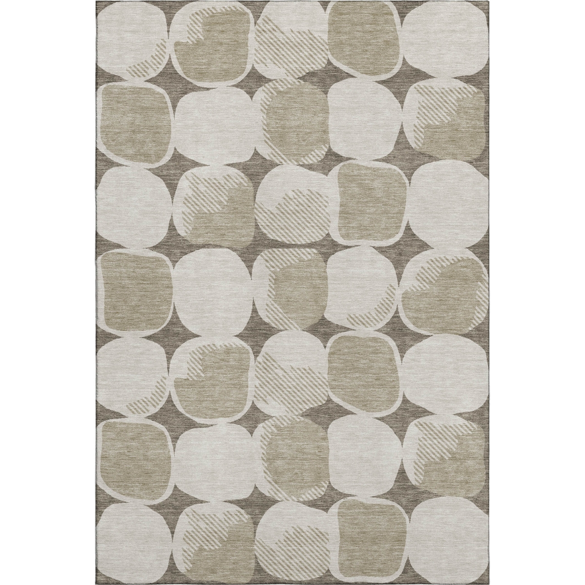 669238 8 x 10 ft. Taupe & Beige Abstract Geometric Transitional Washable Machine Made Rectangle Area Rug with UV Protection
