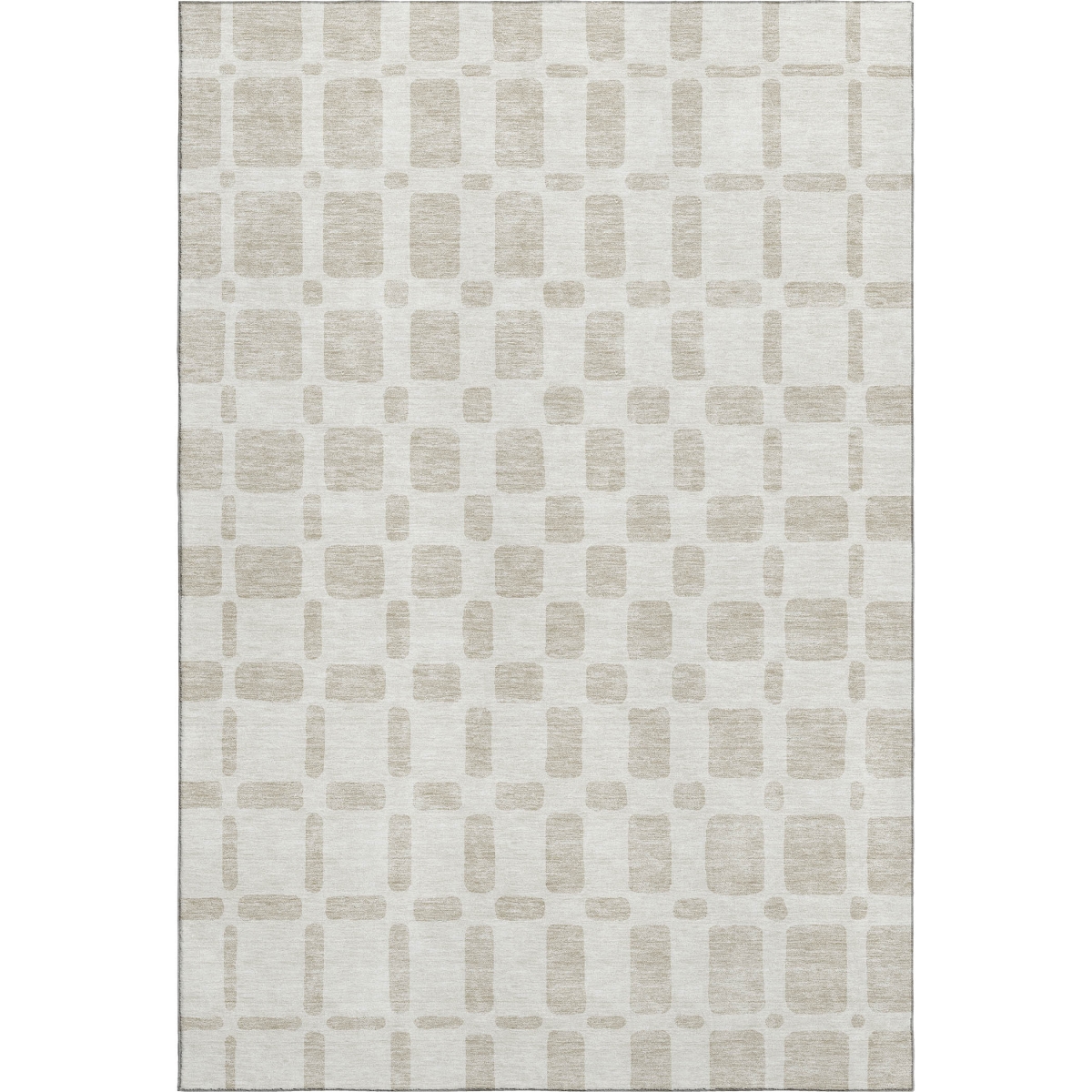 669278 5 x 8 ft. Ivory & Beige Geometric Transitional Washable Machine Made Rectangle Area Rug with UV Protection