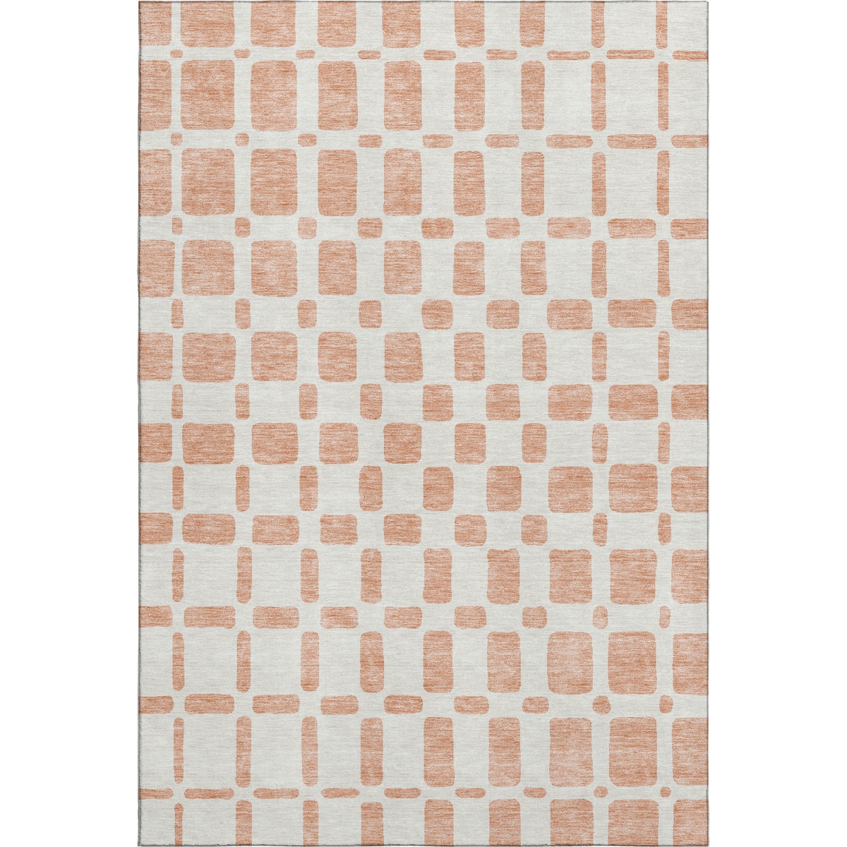669299 9 x 12 ft. Peach & Ivory Geometric Transitional Washable Machine Made Rectangle Area Rug with UV Protection