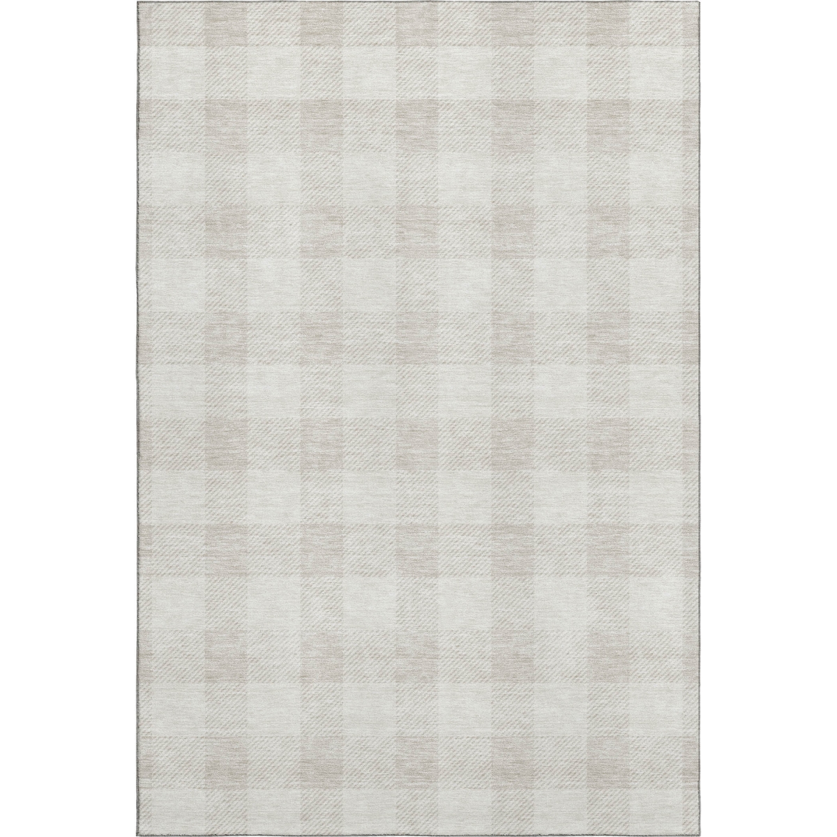 673383 5 x 8 ft. Ivory & Beige Plaid Transitional Washable Machine Made Rectangle Area Rug with UV Protection