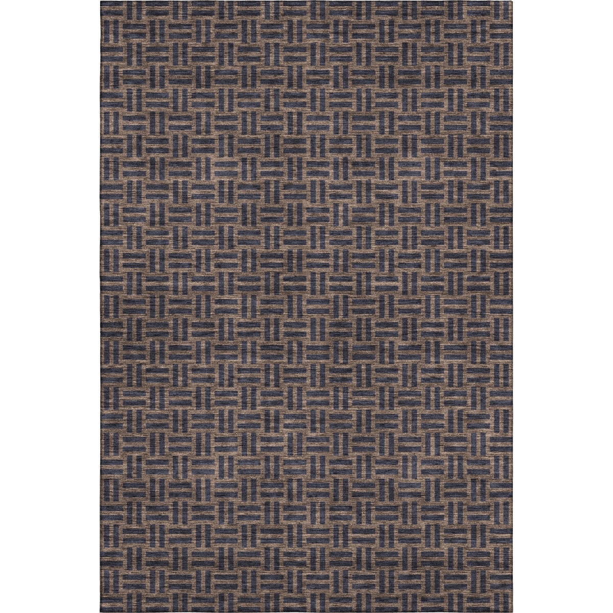673521 5 x 8 ft. Chocolate & Gray Abstract Geometric Washable Machine Made Rectangle Area Rug with UV Protection