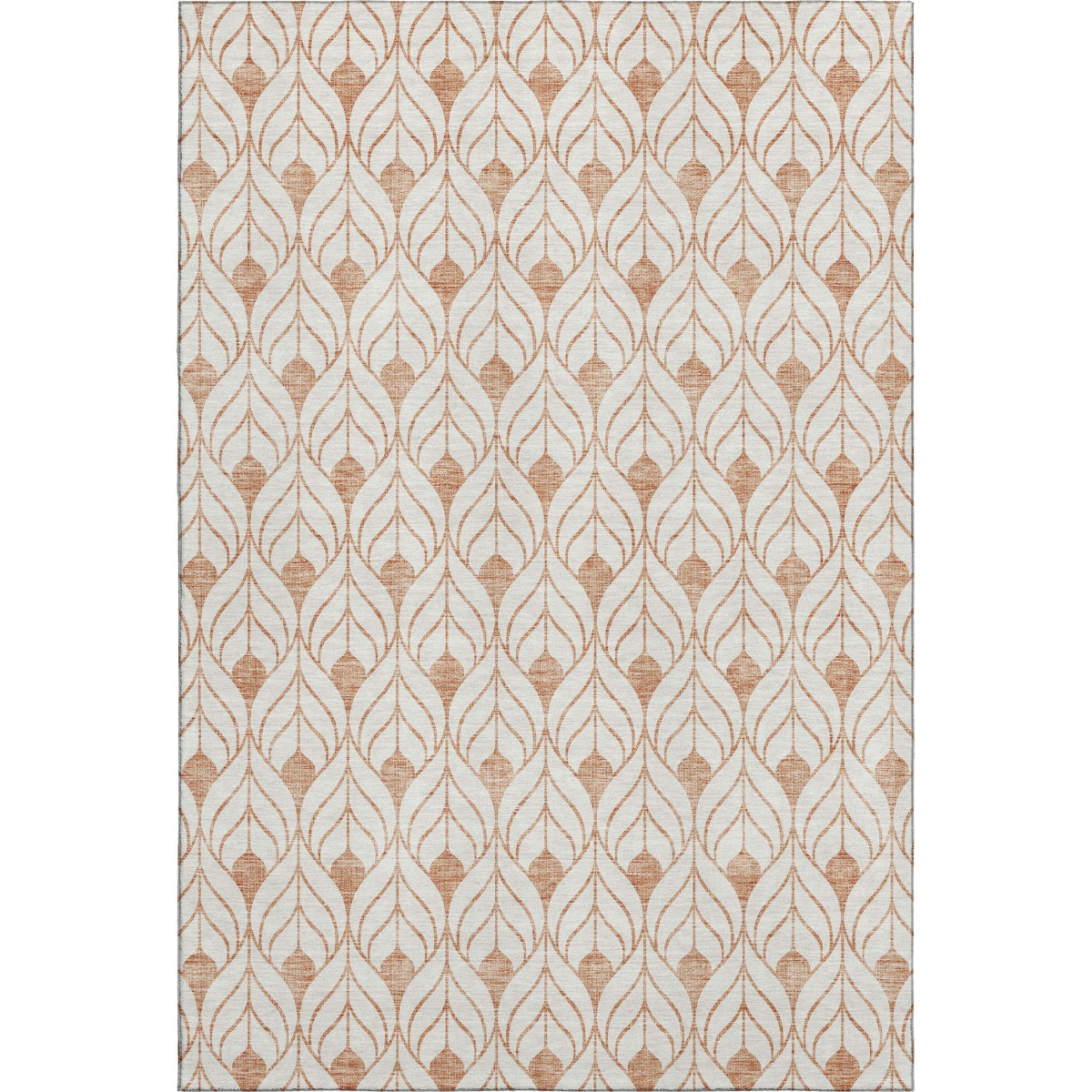 673743 5 x 8 ft. Salmon & Ivory Geometric Transitional Washable Machine Made Rectangle Area Rug with UV Protection