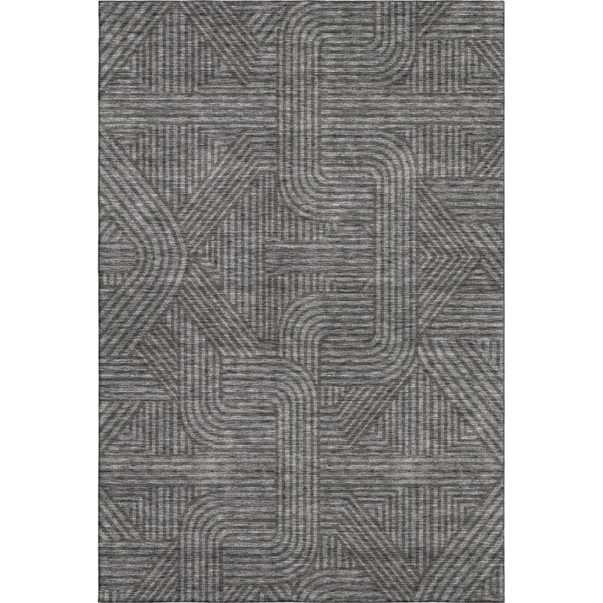 672903 8 x 10 ft. Charcoal & Ivory Abstract Geometric Transitional Washable Machine Made Rectangle Area Rug with UV Protection